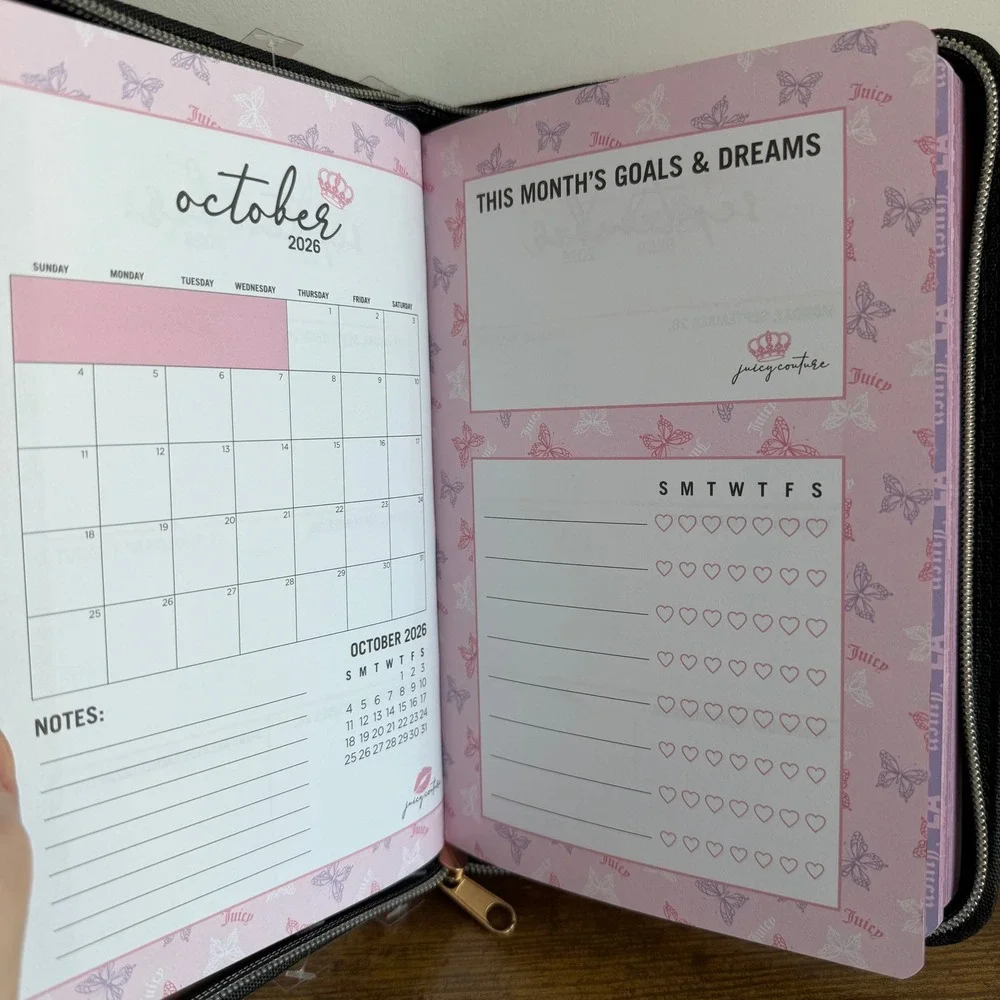New Juicy Couture 18 Month Planner 2026-2027 Pink Heart Pen Stationery Journal